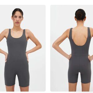 Girlfriend Collective Moon Gray Bike Unitard